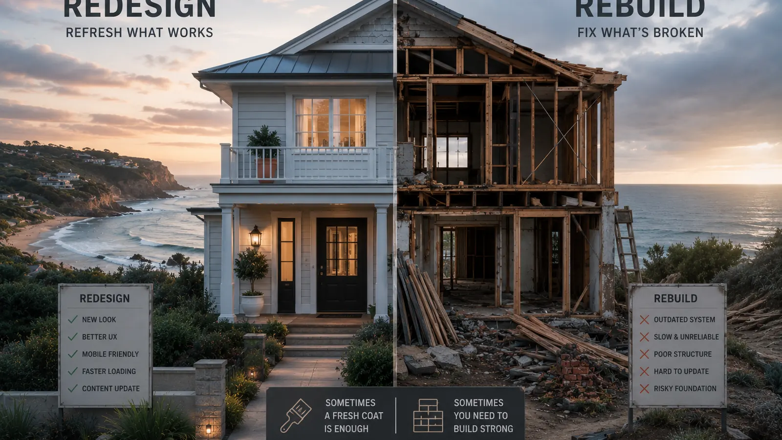 Website redesign vs rebuild: how to tell which you need