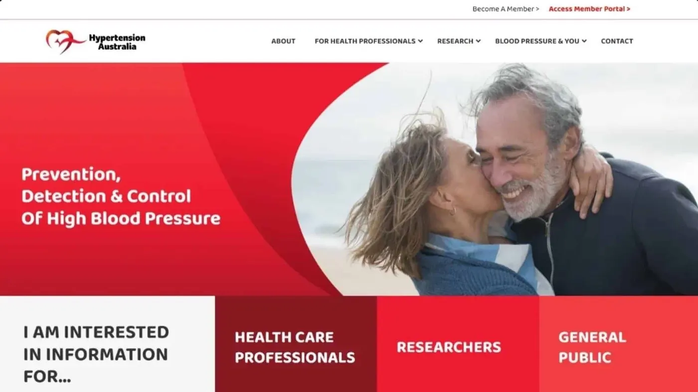 Hypertension Australia website, designed and built by Creative Baguette