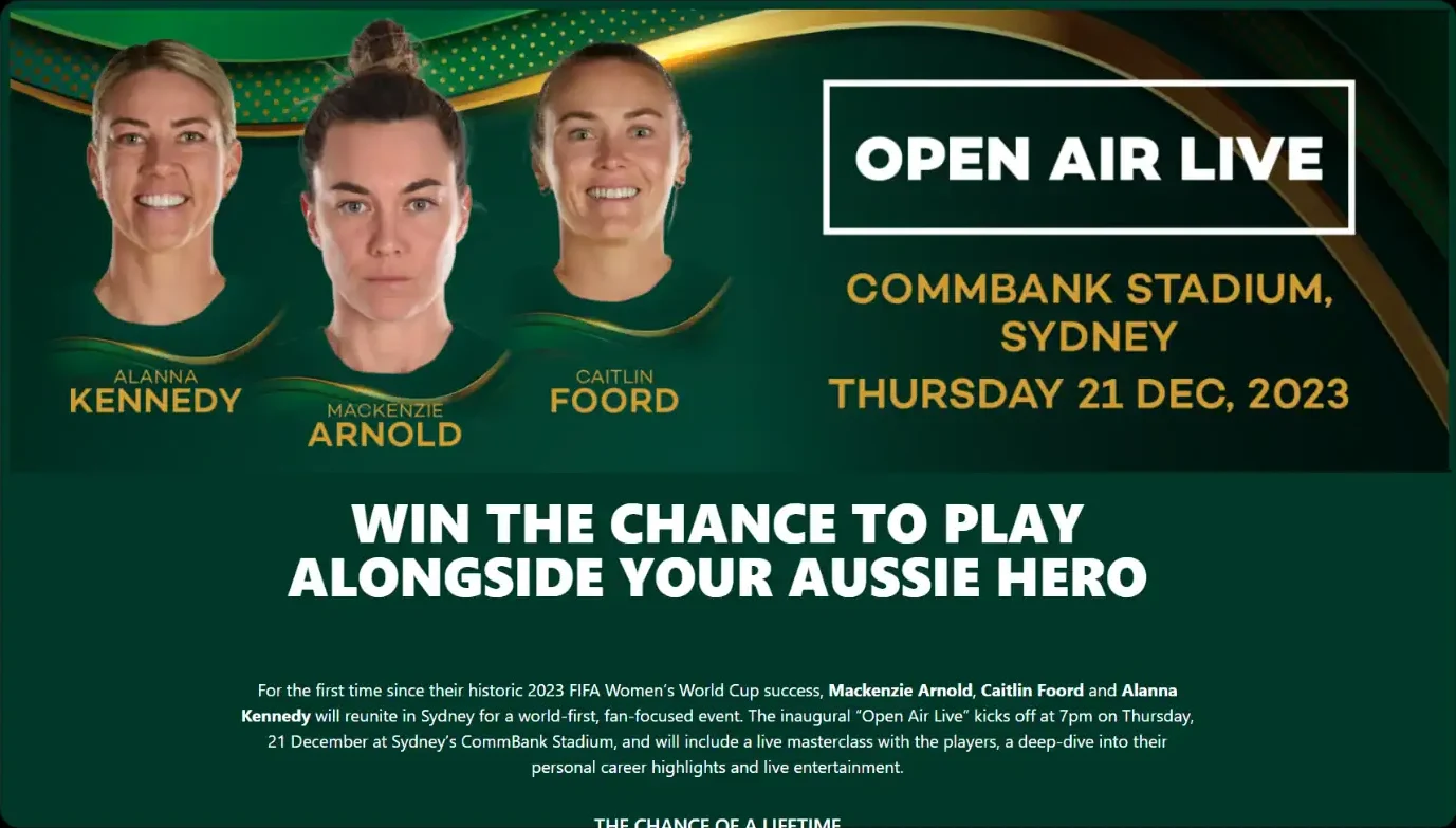 Open Air Live with the Matildas ticketing page