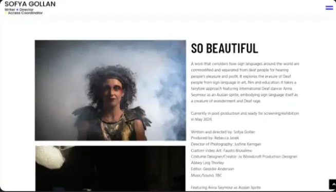 Still from Sofya Gollan's work, So Beautiful